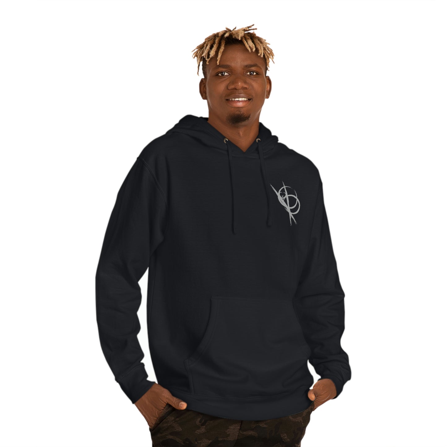 Tyto Alba light grey ink blot logo hoodie